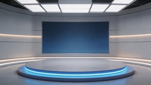 Modern studio set with circular stage