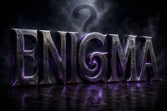 Enigmatic Glowing 3D ENIGMA Text with Mystic Energy