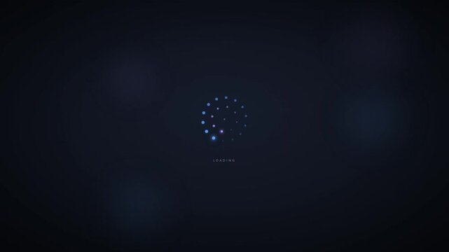 Minimalist glowing neon geometric loading spinner animation loops
