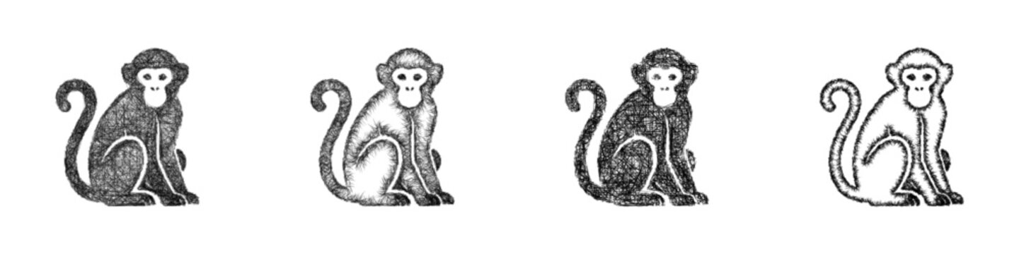 Sketch monkey icon design set