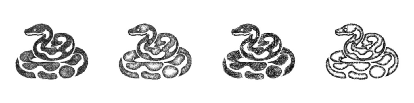 Sketch boa constrictor icon design set