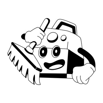A glyph style illustration depicting cleaning brush