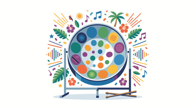 Colorful Steel Pan Drum Instrument Illustration.