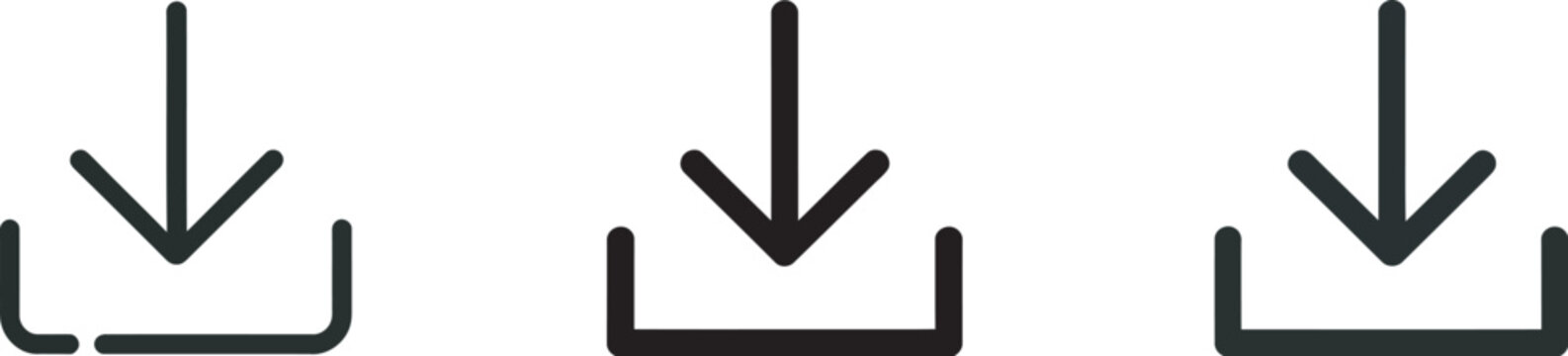 Download, vector icon collection representing file saving, data transfer, and content retrieval suitable for software applications, UI elements, and online platforms.