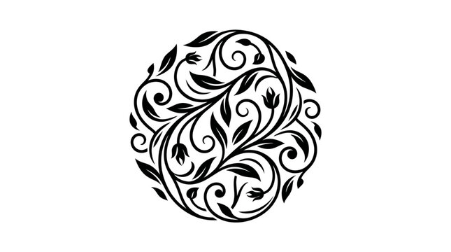 Intricate black floral design pattern.