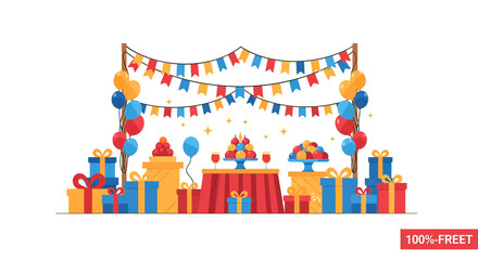 Obraz premium Colorful Birthday Party Celebration Decorations.