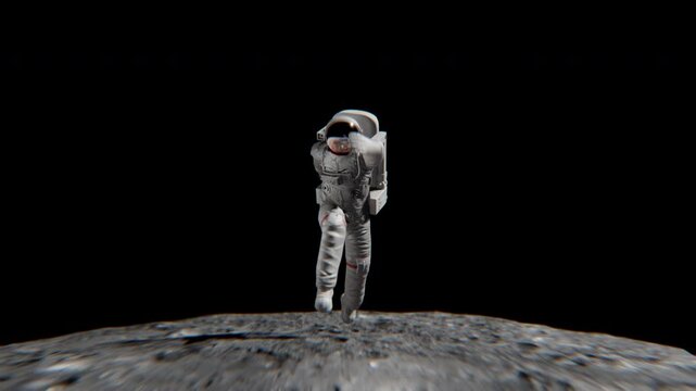 Astronaut Jumping On Moon Surface With Transparent Background