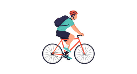 Fototapeta premium Man riding bicycle with backpack.