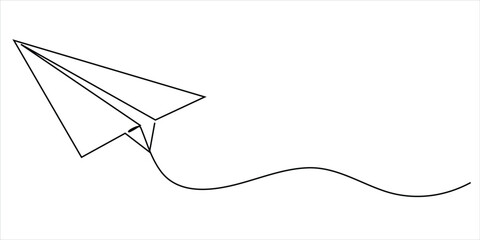 Paper airplane line art vector illustration minimalist continuous drawing creativity and freedom concept design © Dosoroth Chandra