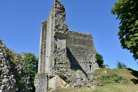 Standing Corner of Castle Tower Ruins, Domfront Castle (French: Ch&acirc;teau Domfront), Normandy