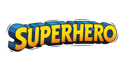 Superhero word in comic book style, 3D lettering, vibrant colors © Fredik