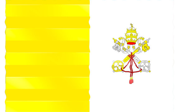 Flag of Vatican City Featuring the Distinctive Yellow and White Stripes and the Emblem of the Holy See with the Papal Tiara and Crossed Keys of Saint Peter
