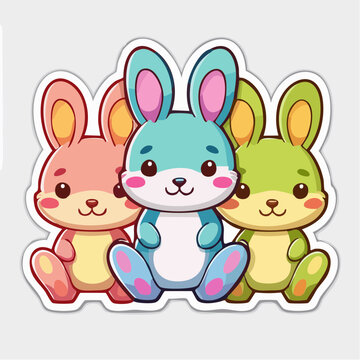 Sticker niedliche Hasen