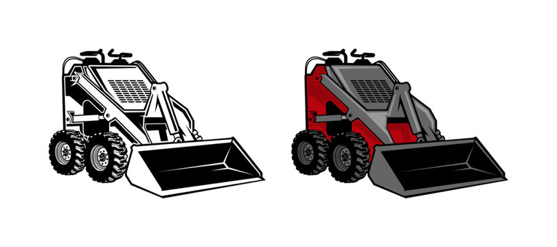 Skid steer loader logo vector Set Multiple Style Collection.