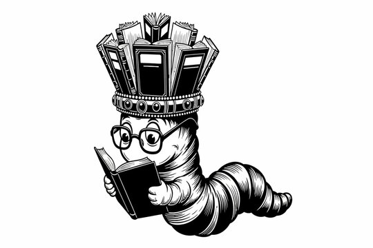 Cute Caterpillar Reading a Book