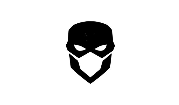 Superhero mask shield logo vector icon minimal flat design protection emblem symbol