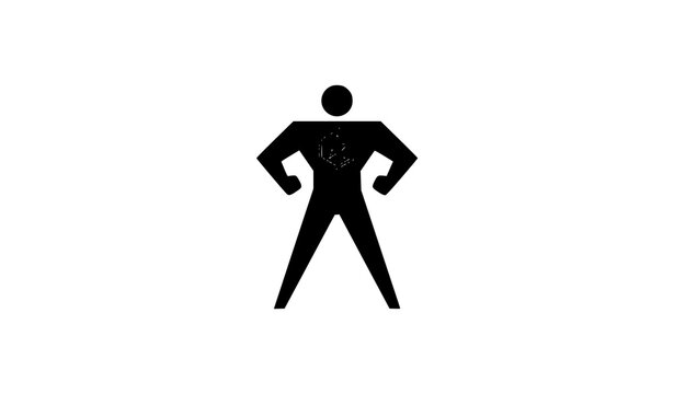 Abstract superhero power pose logo vector icon minimalist geometric branding symbol