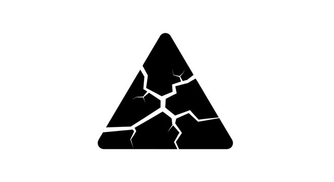 Black triangle icon with crack texture design.