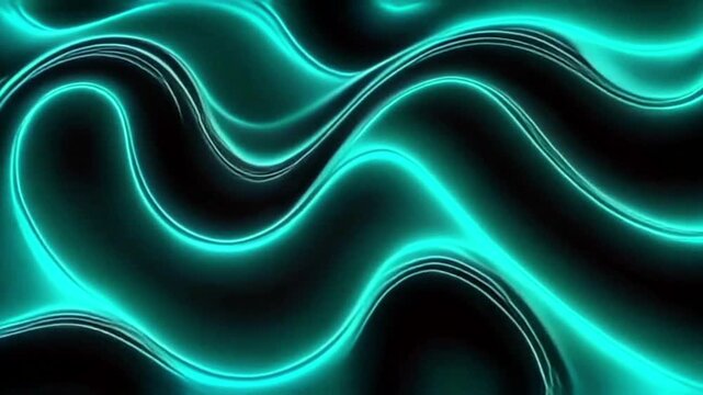 Abstract Cyan Liquid Neon Waves Loop Video Motion Graphic Background