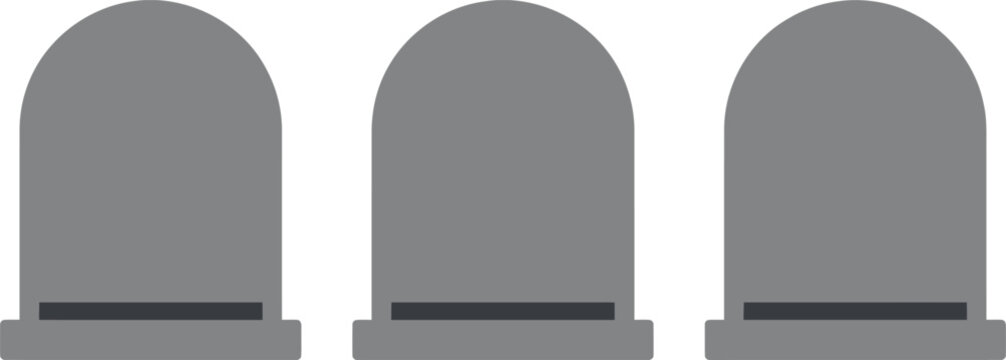 Three gray bullet points, rounded tips, on black bases, against white background