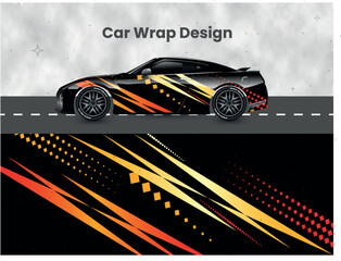 Modern racing car livery with diagonal stripes and rhombus dot pattern vector  © shamimgraphix
