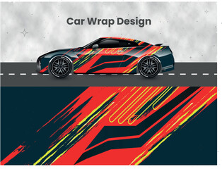 Racing car livery with rounded parallel lines and red grunge strokes vector  © shamimgraphix