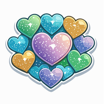 Sticker glitzernde Herzen