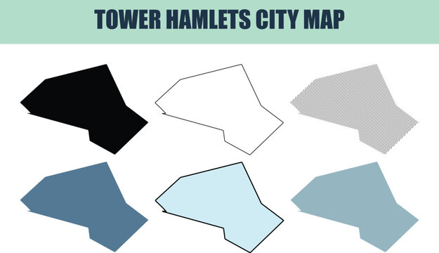 Tower Hamlets London borough map outline diverse color fill styles for urban planning and design