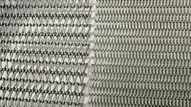 Complex structural patterns of wire are used in the chemical industry as a catalyst to speed up chemical reactions. Closeup. Shot in motion