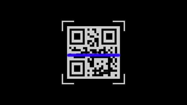 QR Code Scanner Animation with Blue Scan Line | Digital Barcode Scanning Interface 4K,