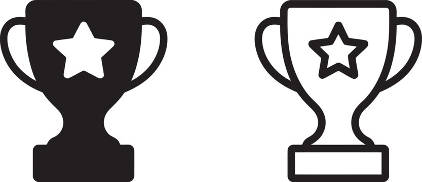 Trophy, cup icon vector featuring award and achievement symbol in clean modern style ideal for gaming apps, leaderboards, and success themed UI design.