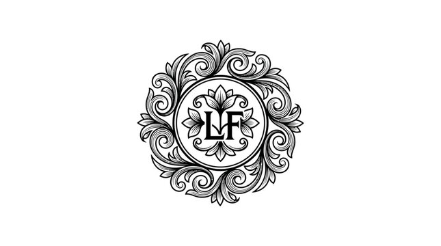 Black and white ornate logo design.
