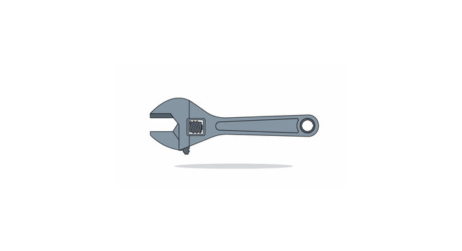 Single adjustable wrench tool isolated on white background.