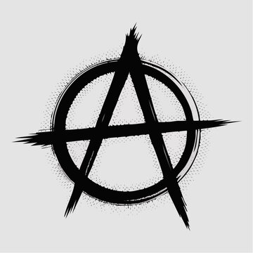 Black anarchy symbol on white background