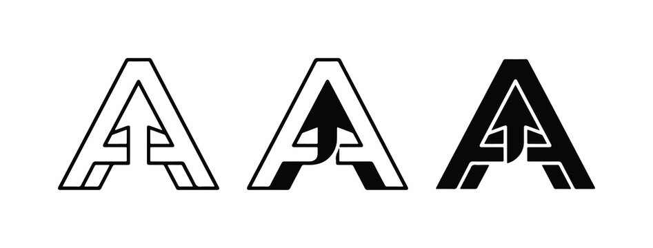 Triple A Logo Variations, Monochromatic Lettermark Designs, Abstract Geometric Alphabet Icons for Branding and Identity