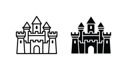 Medieval Castle Icons, Fortress Silhouette, Royal Palace Vector Set, Fantasy Kingdom Landmark Graphics © Fahmida
