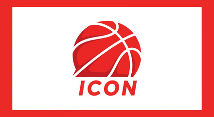 Fototapeta premium Basketball Icon Design With Bold Red And White Colors Suitable For Sports Brands