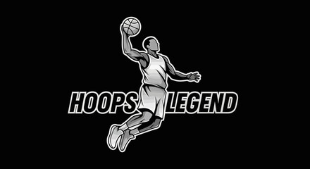 Obraz premium Basketball Action With A Determined Player Performing a Jump Shot Black And White