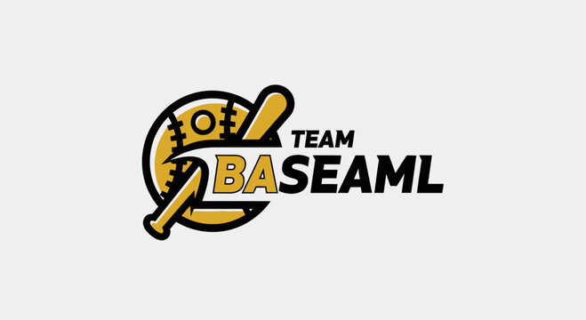Baseball Team Logo in Black and Yellow Color Scheme Showcasing Symbolic Elements