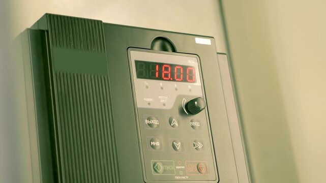 The frequency converter is designed for use in pumping units and ventilation systems. It allows up to five pumps to be connected into a single cascade. Closeup