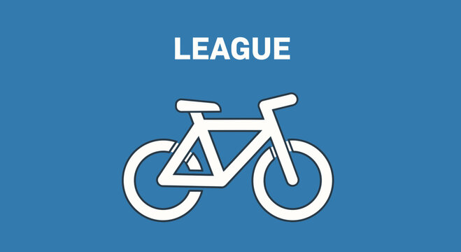 Bike Icon On Blue, League Logo, Sport Theme, Cycling Event, Simple Design, Clear Message
