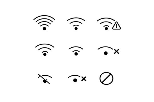 Wi-fi signal icons: connectivity, error, offline status symbols