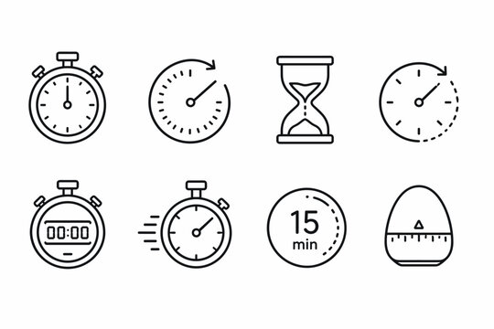 Various timer and stopwatch icons for time management and tracking
