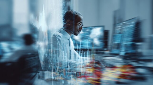 Focused businessperson working