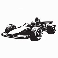 Fototapeta premium Formula One Racing Car and Driver Vector Illustration on White Background