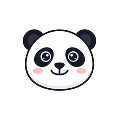 Fototapeta premium Cute cartoon panda face with pink cheeks