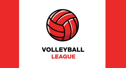 Fototapeta premium Bold Volleyball League Logo Design in Red and Black Colors with Emphasis on the Sport
