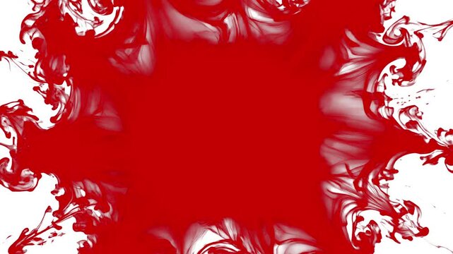 Vibrant red abstract background with a white foggy smoke border frame and vignette edges. Ideal for horror movie overlays, dramatic title screens, Halloween promotions, energetic motion graphics, and 