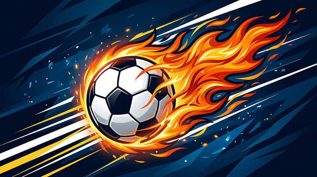 Soccer ball on fire with motion blur