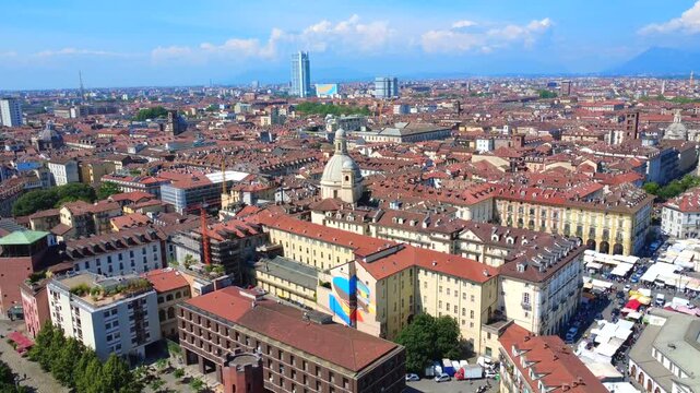 Turin City Centre Aerial 4K